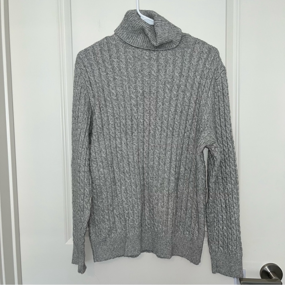 Express Gray Cable Knit Turtleneck Sweater
